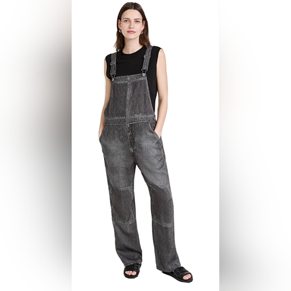 rag & bone Charcoal Denim-Effect Tencel Overalls Size XS